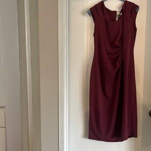 Fushia sleeveless dresse,  side gather